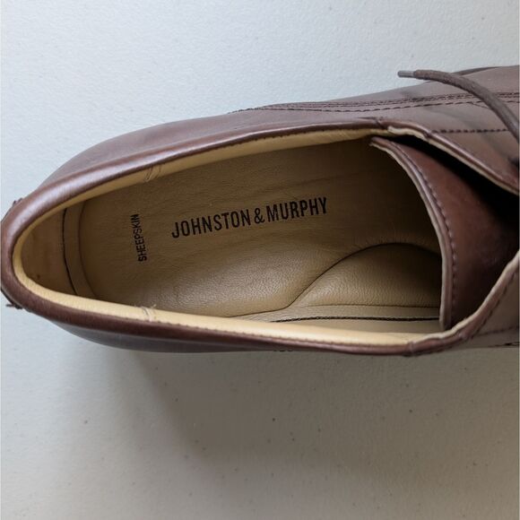Johnston & Murphy Sheepskin Mens Size 12 Brown Leather Oxfords - Picture 8 of 10